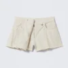 Falda-pantalón cruzada asimétrica de sarga de algodón – Blanco