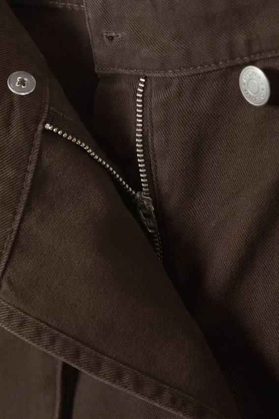 Falda-pantalón cruzada asimétrica de sarga de algodón – Marrón oscuro Falda-pantalón cruzada asimétrica de sarga de algodón – Marrón oscuro