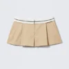 Falda plisada con cintura plegada – Beige