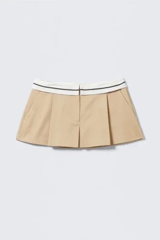 Falda plisada con cintura plegada – Beige