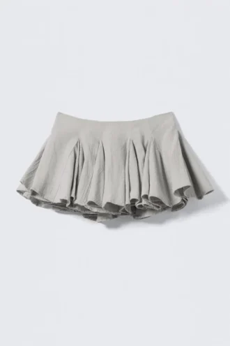 Falda plisada de algodón – Gris claro