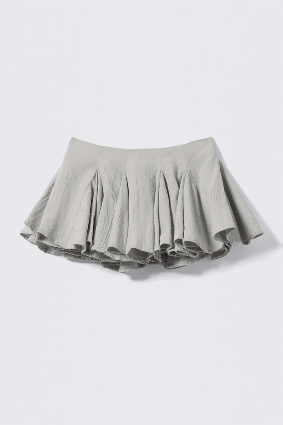 Falda plisada de algodón – Gris claro Falda plisada de algodón – Gris claro