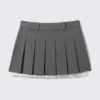 Falda plisada de talle bajo – Gris oscuro Falda plisada de talle bajo – Gris oscuro