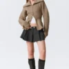 Falda plisada de traje – Gris oscuro jaspeado