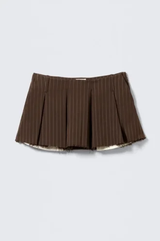 Falda plisada de traje – Rayas marrón oscuro