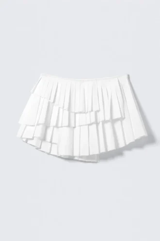 Falda plisada en capas – Blanca