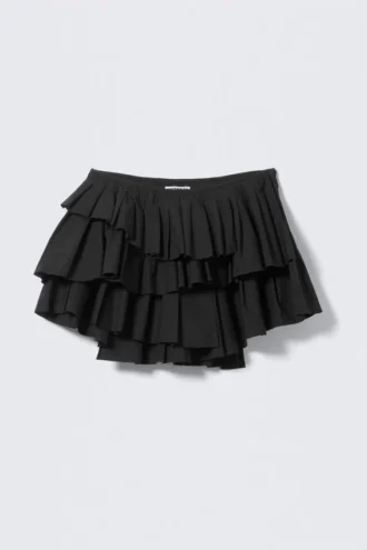 Falda plisada en capas – Negra