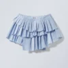 Falda plisada en capas – Rayas azul claro Falda plisada en capas – Rayas azul claro