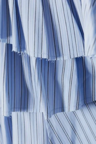 Falda plisada en capas – Rayas azul claro