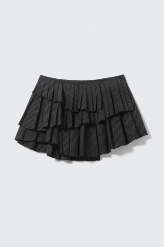 Falda plisada en capas – Rayas negras