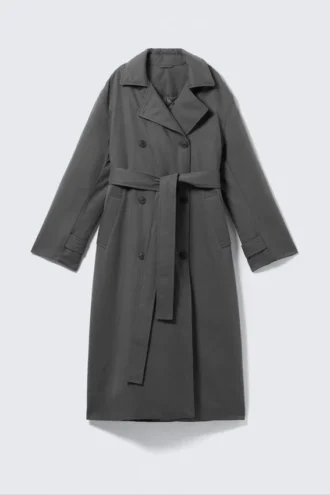 Gabardina acolchada oversize – Gris oscuro