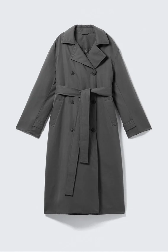 Gabardina acolchada oversize – Gris oscuro Gabardina acolchada oversize – Gris oscuro