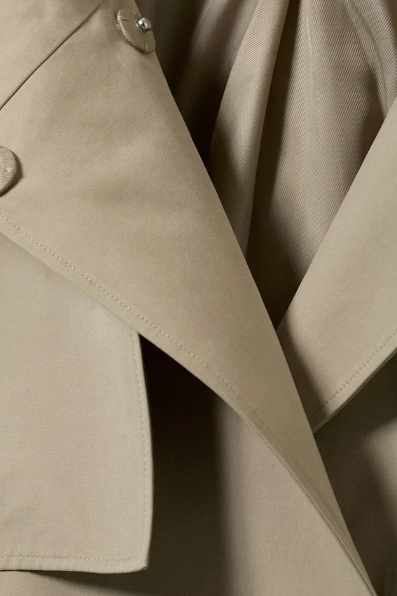 Gabardina de corte holgado con cuello de embudo – Beige Gabardina de corte holgado con cuello de embudo – Beige
