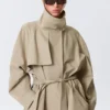 Gabardina de corte holgado con cuello de embudo – Beige Gabardina de corte holgado con cuello de embudo – Beige