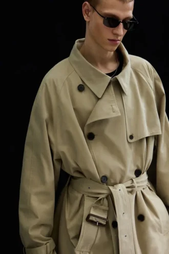 Gabardina holgada de doble botonadura – Beige