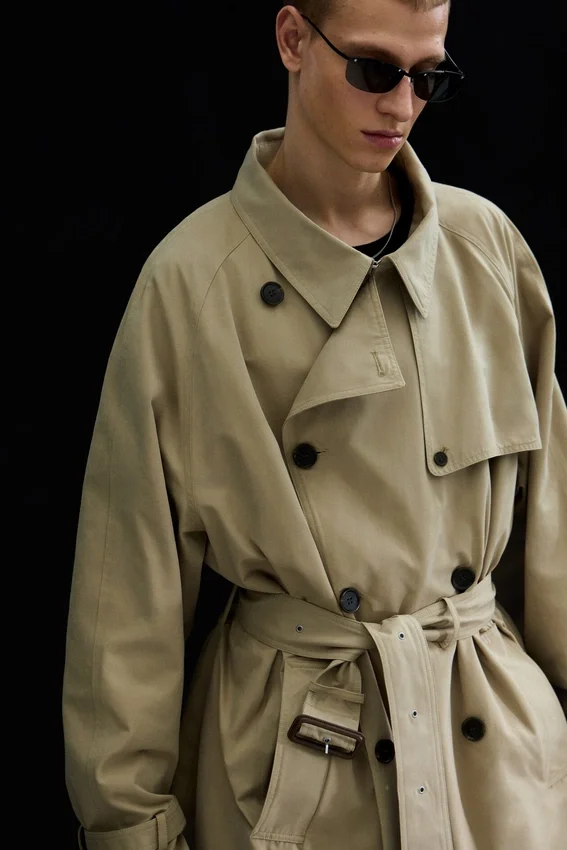 Gabardina holgada de doble botonadura – Beige Gabardina holgada de doble botonadura – Beige