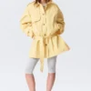 Gabardina holgada de un solo botonadura Rosabel – Amarillo claro