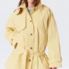 Gabardina holgada de un solo botonadura Rosabel – Amarillo claro