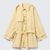 Gabardina holgada de un solo botonadura Rosabel – Amarillo claro