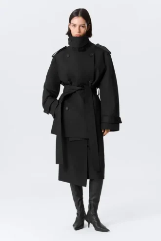 Gabardina oversize de doble botonadura Faustina C – Negro