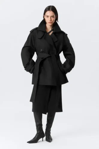 Gabardina oversize de doble botonadura Faustina C – Negro