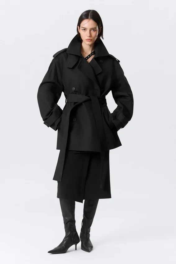 Gabardina oversize de doble botonadura Faustina C – Negro Gabardina oversize de doble botonadura Faustina C – Negro
