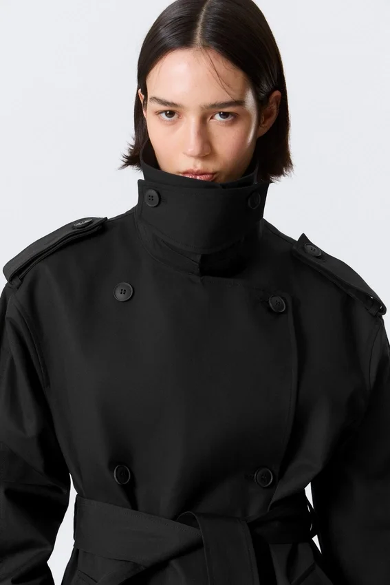 Gabardina oversize de doble botonadura Faustina C – Negro Gabardina oversize de doble botonadura Faustina C – Negro