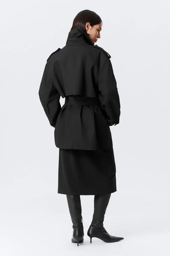 Gabardina oversize de doble botonadura Faustina C – Negro Gabardina oversize de doble botonadura Faustina C – Negro