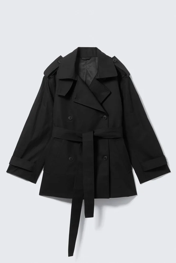 Gabardina oversize de doble botonadura Faustina C – Negro Gabardina oversize de doble botonadura Faustina C – Negro