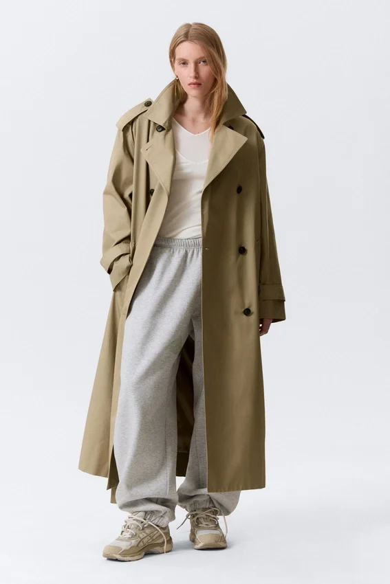 Gabardina oversize de lona con doble botonadura – Beige Gabardina oversize de lona con doble botonadura – Beige