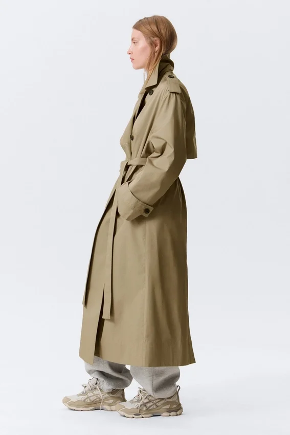 Gabardina oversize de lona con doble botonadura – Beige Gabardina oversize de lona con doble botonadura – Beige