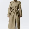 Gabardina oversize de lona con doble botonadura – Beige Gabardina oversize de lona con doble botonadura – Beige