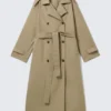 Gabardina oversize de lona con doble botonadura – Beige Gabardina oversize de lona con doble botonadura – Beige