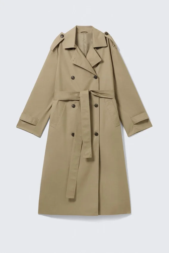 Gabardina oversize de lona con doble botonadura – Beige Gabardina oversize de lona con doble botonadura – Beige