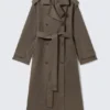 Gabardina oversize de lona con doble botonadura – Dark Mole Gabardina oversize de lona con doble botonadura – Dark Mole