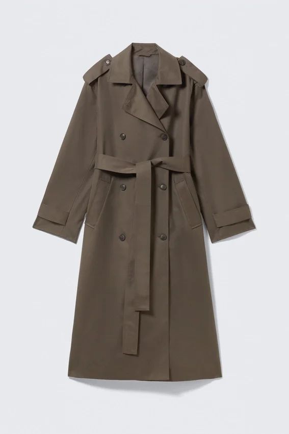 Gabardina oversize de lona con doble botonadura – Dark Mole Gabardina oversize de lona con doble botonadura – Dark Mole