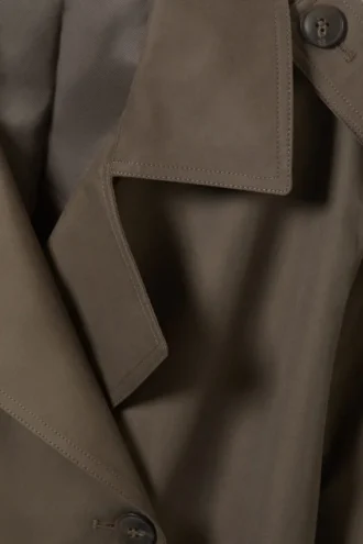 Gabardina oversize de lona con doble botonadura – Dark Mole