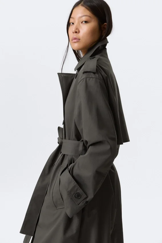 Gabardina oversize de lona con doble botonadura – Gris oscuro Gabardina oversize de lona con doble botonadura – Gris oscuro