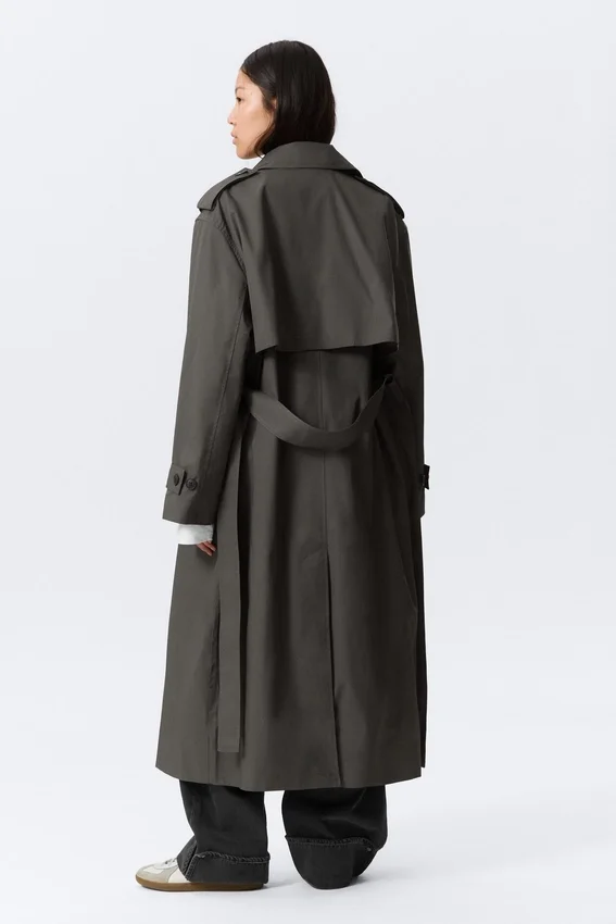 Gabardina oversize de lona con doble botonadura – Gris oscuro Gabardina oversize de lona con doble botonadura – Gris oscuro