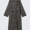 Gabardina oversize de lona con doble botonadura – Gris oscuro Gabardina oversize de lona con doble botonadura – Gris oscuro