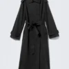 Gabardina oversize de lona con doble botonadura – Negro Gabardina oversize de lona con doble botonadura – Negro