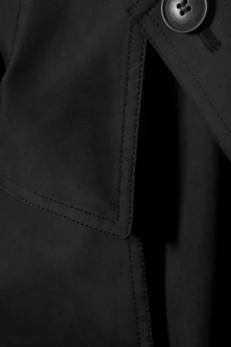 Gabardina oversize de lona con doble botonadura – Negro