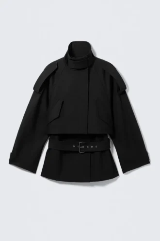 Gabardina técnica con capas – Negro