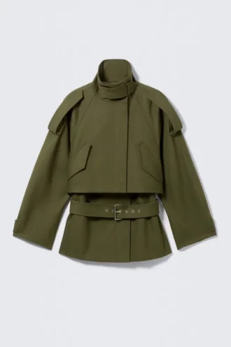 Gabardina técnica con capas – Verde caqui