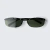Gafas de sol con montura metálica rectangular – Negras – Lentes verdes Gafas de sol con montura metálica rectangular – Negras – Lentes verdes