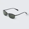 Gafas de sol con montura metálica rectangular – Negras – Lentes verdes Gafas de sol con montura metálica rectangular – Negras – Lentes verdes