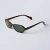 Gafas de sol con montura ovalada fina – Estampado de carey