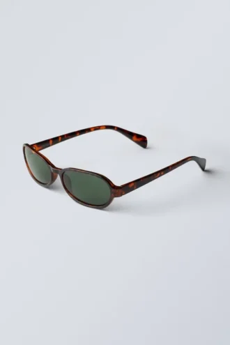 Gafas de sol con montura ovalada fina – Estampado de carey