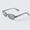 Gafas de sol con montura ovalada fina – Greige – Lentes grises