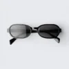 Gafas de sol con montura ovalada fina – Negro Gafas de sol con montura ovalada fina – Negro